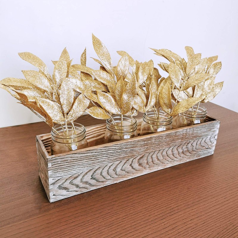 40 PCS 12 Inch Tall Gold Glittered Artificial Leaf Spray Picks Vase Bouquet gallery