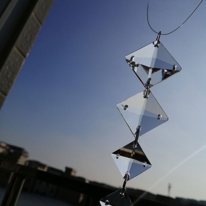 50pcs 14-24mm 4Holes Square Clear Crystal Beads Glass Prism Chandelier Lamp Part gallery