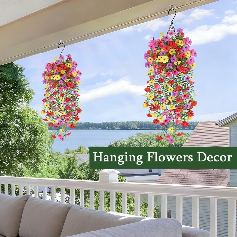 Artificial Flowers for Outdoors, UV Resistant 2 Bundles Fake Silk Flowers for... gallery