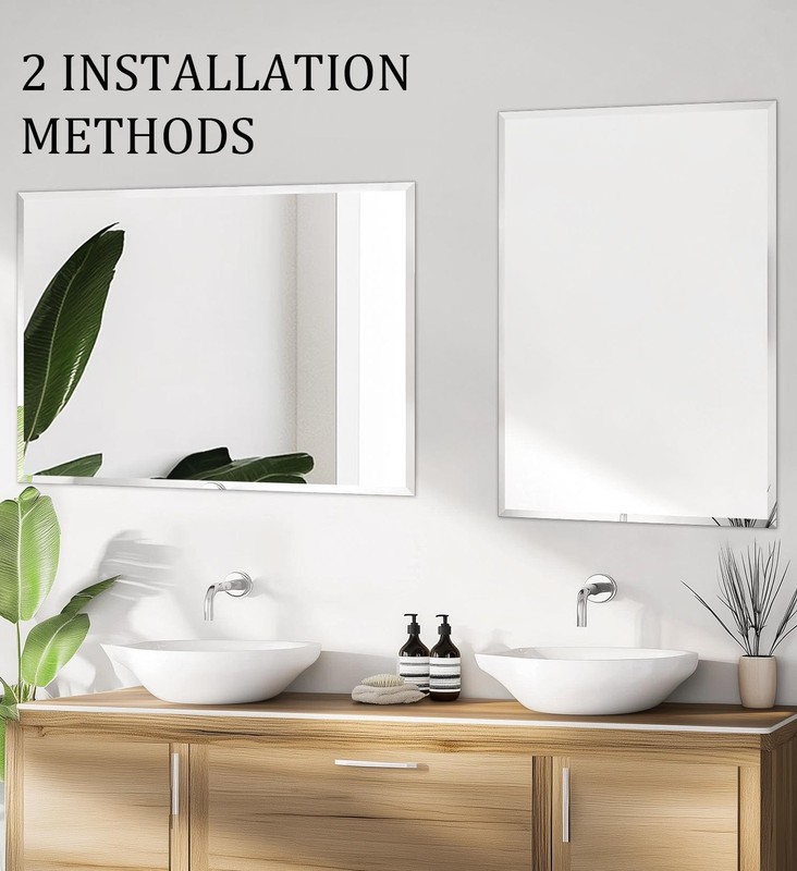 Artloge Frameless Rectangular Wall Mirror Decorative Rectangle Mirrored Glass gallery