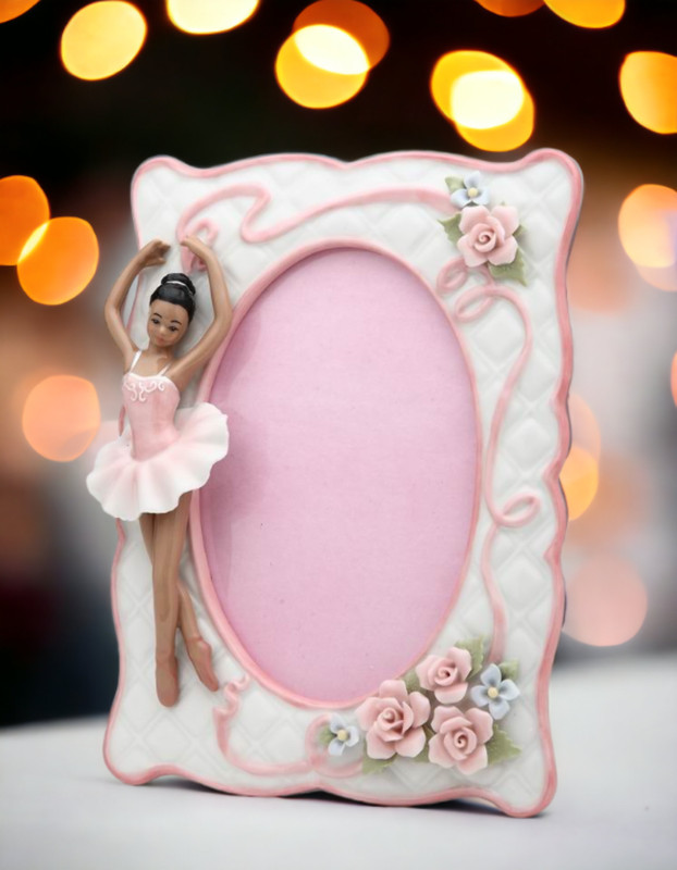 Ceramic African American Ballerina Picture Frame, Home Décor, Gift for Her, Gift