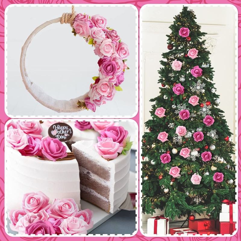 200 Pcs Artificial Rose Flower Heads Bulk Fake Foam Roses Mini Faux Flower fo... gallery