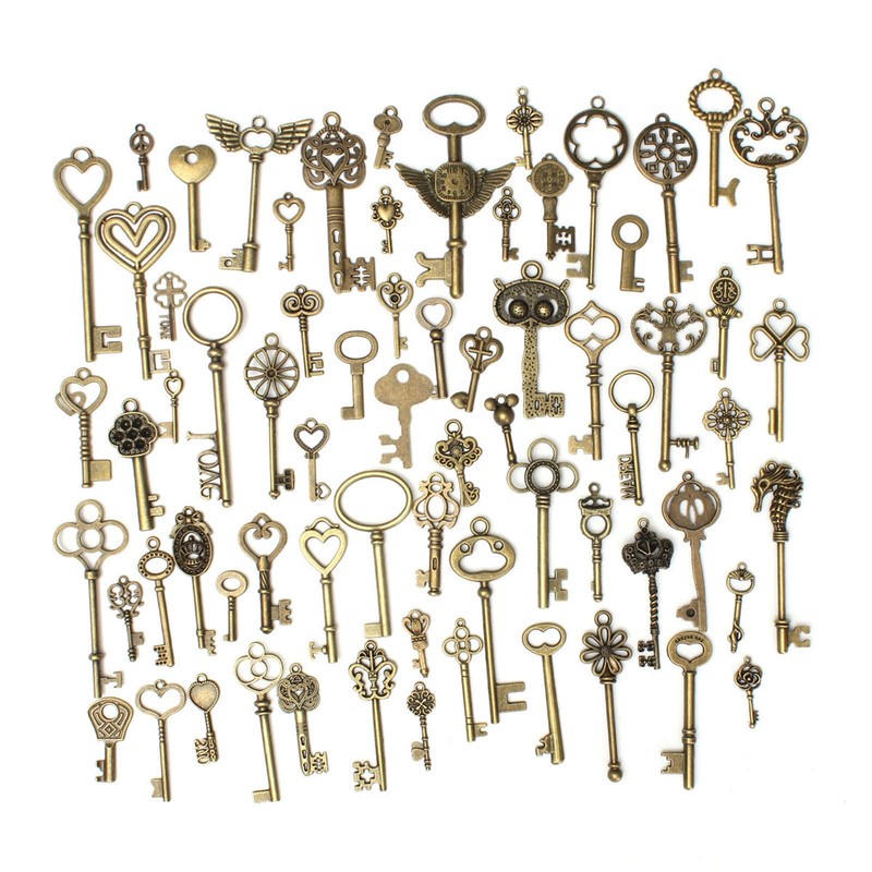 Mixed Skeleton Keys Crown Shape Heart Shaped Birthdays Gift Bracelet Pendant gallery