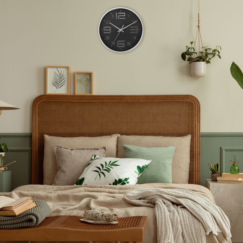 8 Inch Battery Operated Non-Ticking Round Wall Clocks, Silver Tone/Black,Style 2 gallery