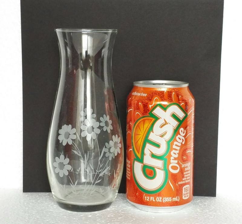 Vintage Vase Action Industries NEW Clear Hand Cut Floral Designs 6 3/4" H gallery