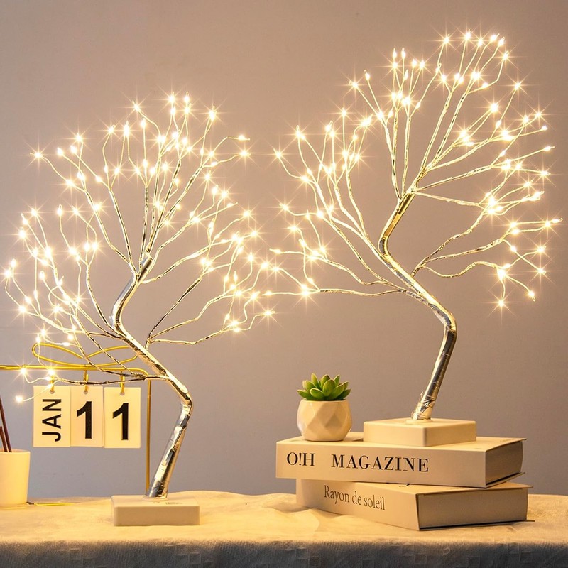 Fairy Lights Spirit Tree, 2PK Bonsai Tree Light, 108 LED Warm White Fairy Light
