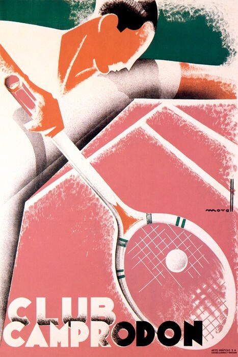 TENNIS PLAYER CLUB CAMPRODON SPORTS SPAIN TRAVEL VINTAGE POSTER REPRODUCTION