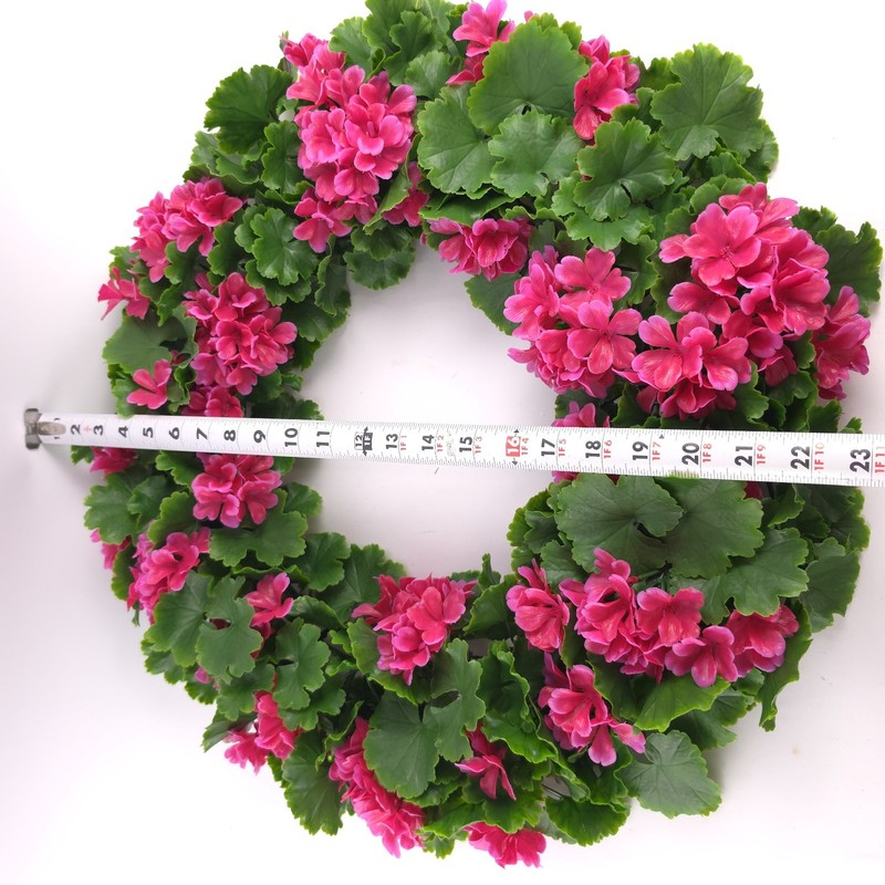 Wicker Park 24" Indoor/Outdoor Faux Floral Pink Geranium Spring Wreath gallery