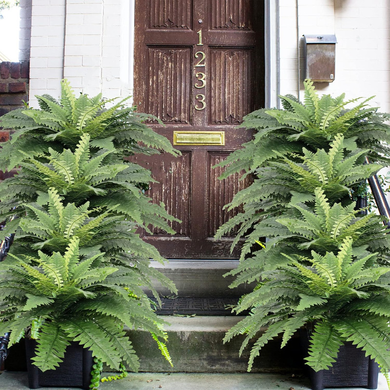 Artificial Ferns for Outdoors, Set of 2 Bouquets 33" Diam Large Fake Ferns Faux gallery