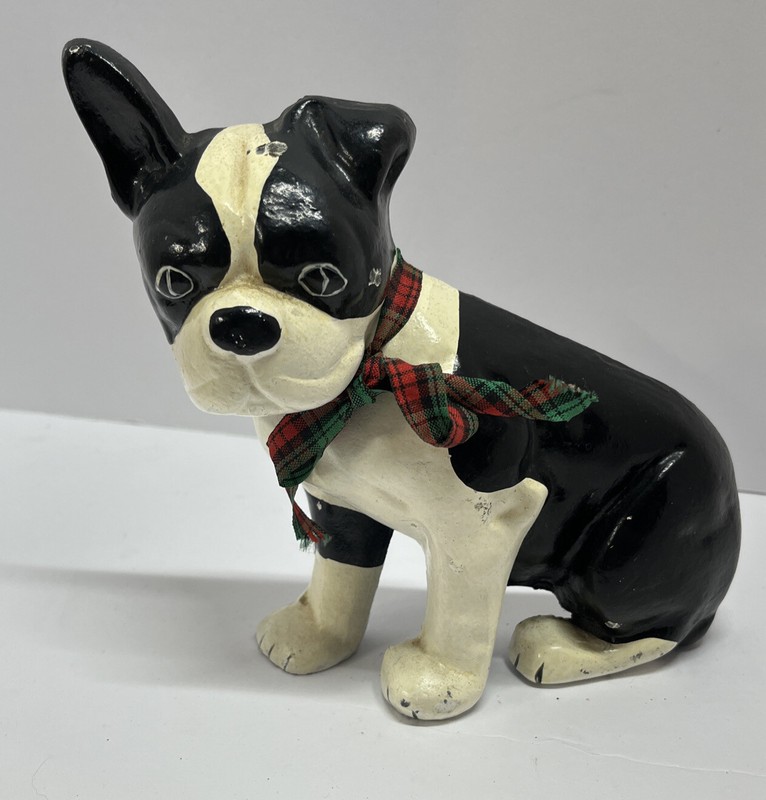 Vintage BOSTON TERRIER 3 lb CAST IRON DOORSTOP Paperweight 7″x7″