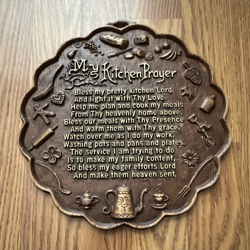 My Kitchen Prayer Wall Plaque, Brown/Gold Country Scalloped Ready to Hang