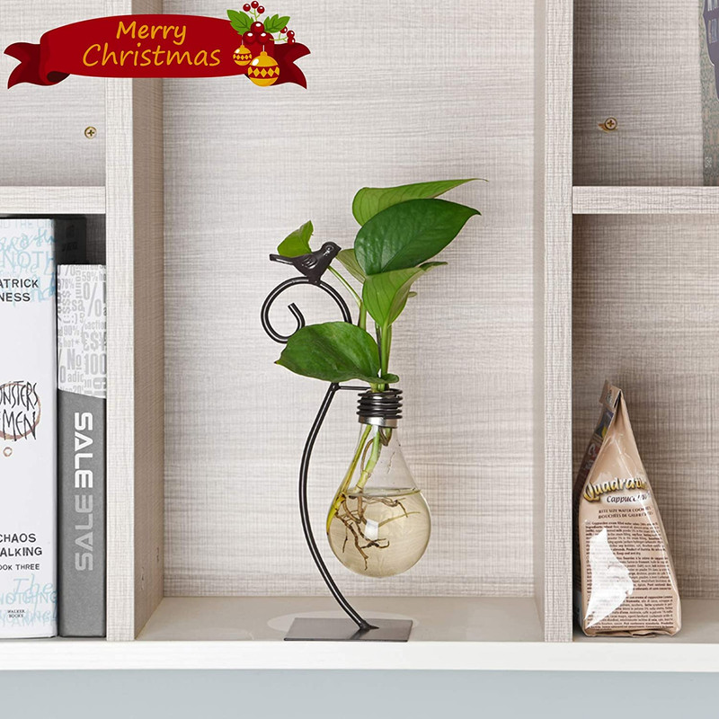 Desktop Glass Planter Hydroponics Vase,Planter Bulb Vase with Holder for Home De gallery