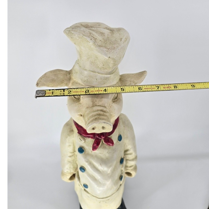 Vintage French Country Chef Pig Statue 19 Inch Rustic Kitchen Decor Bistro Pig gallery