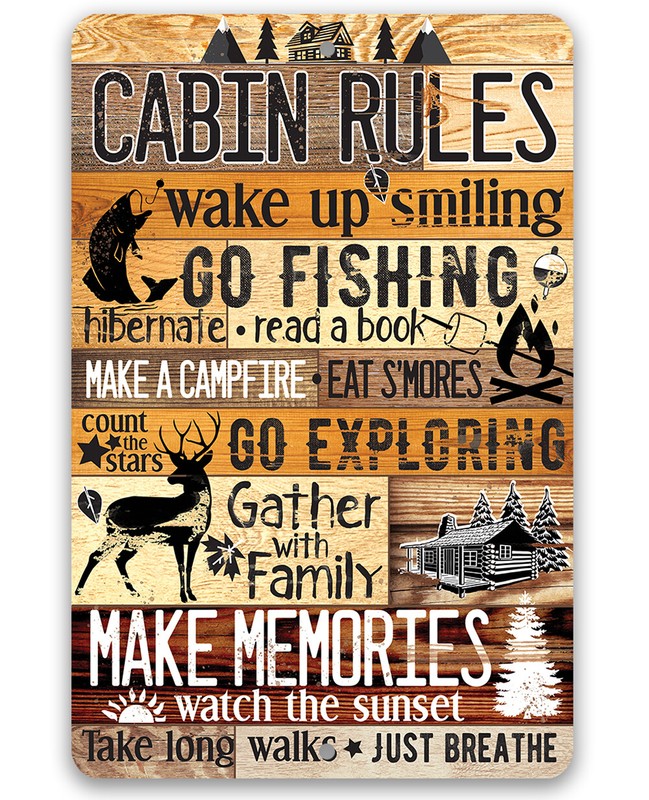 Metal Sign – Cabin Rules – Indoor/Outdoor-Housewarming Gift for Outdoorsy People