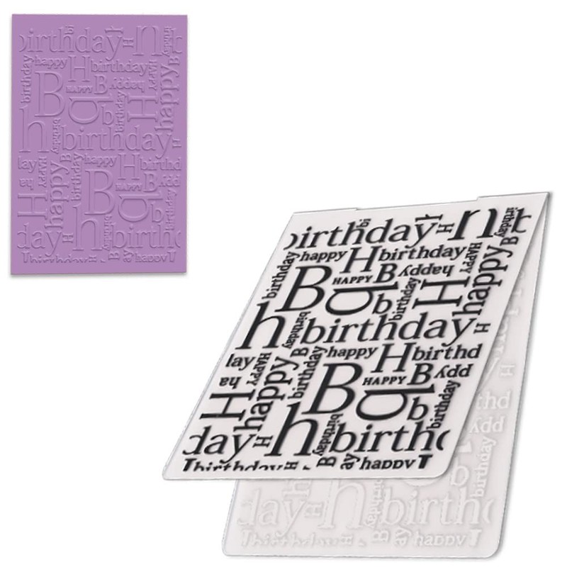 3-D Textured Impressions Background Embossing Folder, Happy Birthday