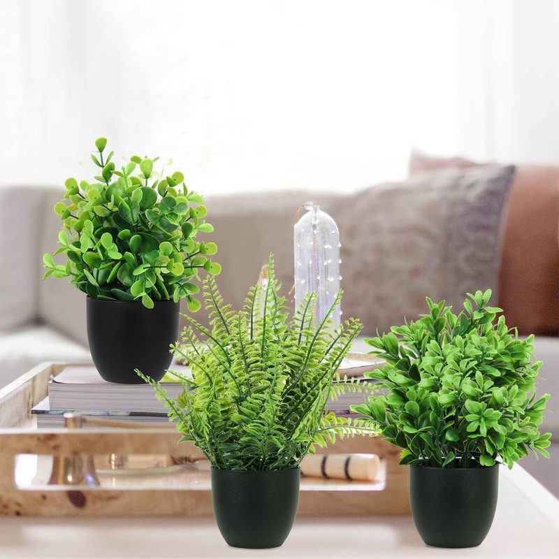 Artificial Plants Mini Fake Potted Plants, 12 pcs Small Eucalyptus Potted Fau... gallery