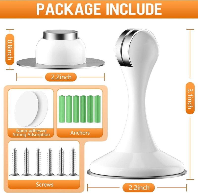 2 Pack Magnetic Door Stoppers, Stainless Steel Magnetic Door Stop, Wall & Floor gallery