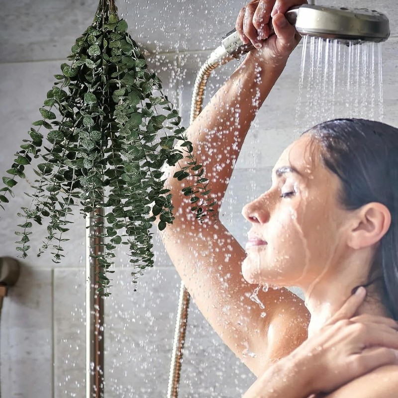 17 Inch Shower Hanging Preserved Eucalyptus Stems Plant Fresh Real Leaves 12 pcs gallery