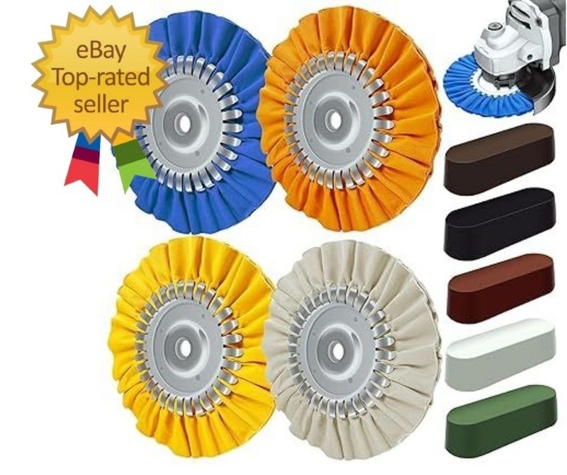 8" Airway Buffing Wheel, 9Pcs Aluminum Wheel Polishing Kit in Diameter 5/8 inch