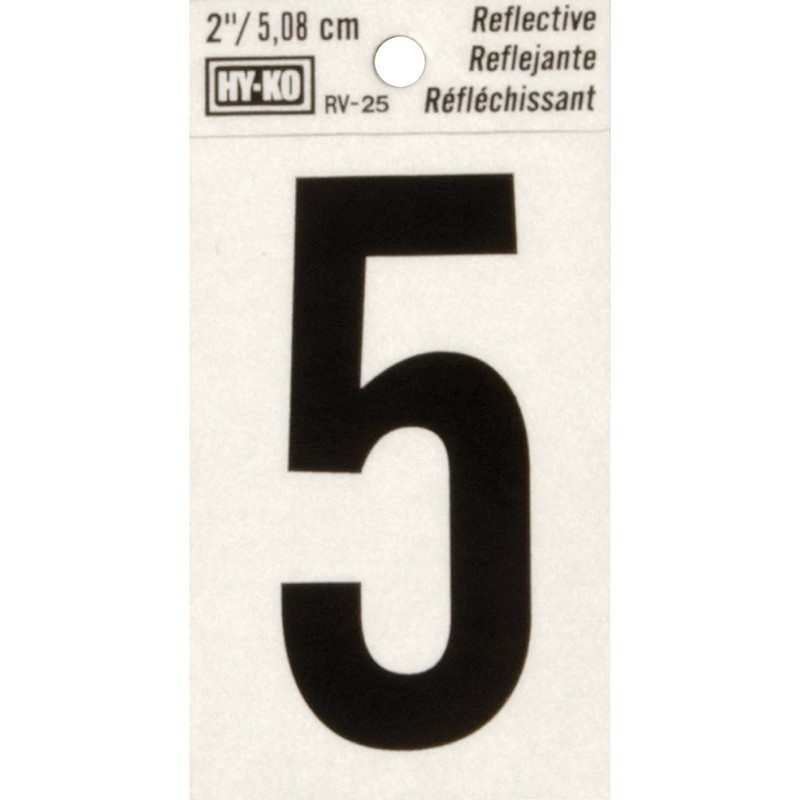 Hy-Ko Vinyl 2 In. Reflective Adhesive Number Five RV-25/5 Pack of 10 Hy-Ko
