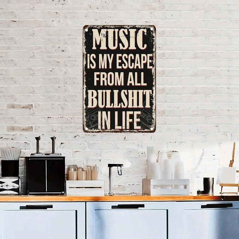 Vintage Music Metal Tin Sign: 12x8 Inch/30x20cm, Rustic Wall Art for Home, Bar, gallery