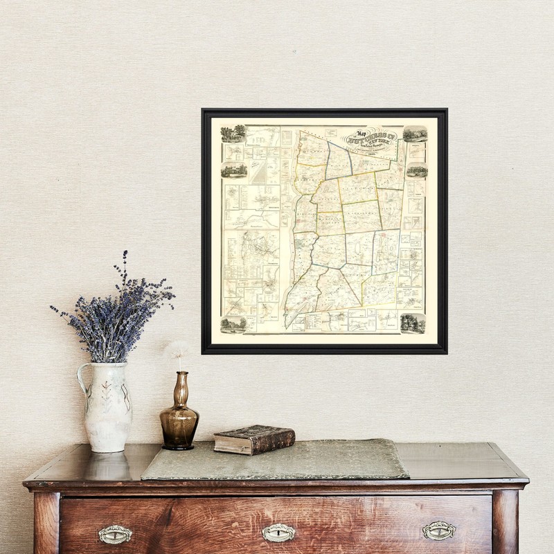Old Map of Dutchess County, NY 1858 - Vintage New York Art gallery