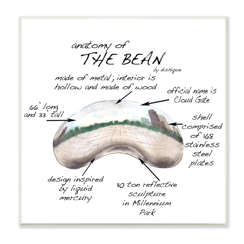Stupell Industries Cloud Gate Chicago Bean Sculpture Educational Chart Diagra…