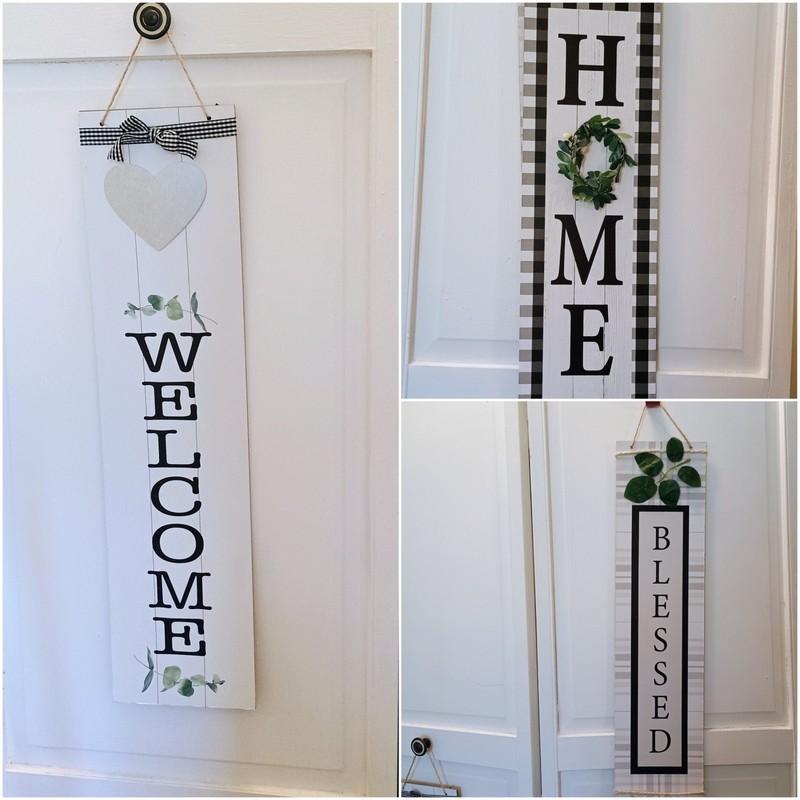 3 Welcome Home Hanging Vertical Rustic Sign Door Farm Cottage 2ft × 6in Set Lot gallery