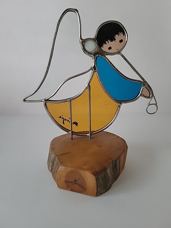 Vintage Ted De Grazia Stained Glass Sun Catcher Angel Christmas 1980 gallery