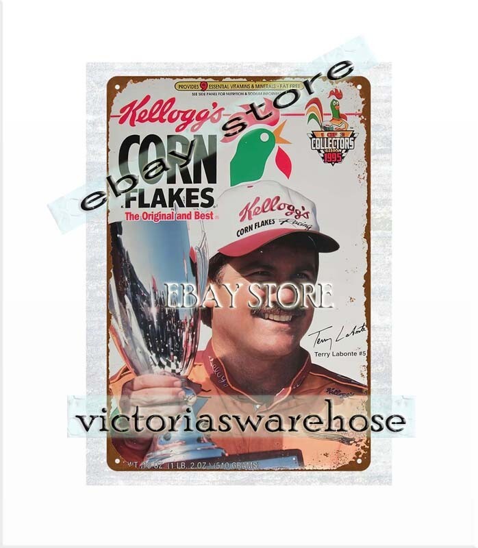 1995 Kellogg’s Corn Flakes Terry Labonte Cereal metal tin sign indoor wall