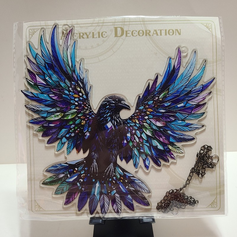 Multi-Color Acrylic Exotic Bird 2-Sided Sun catcher 8″ X 8″ Inches w/Chain.