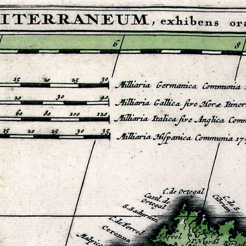 1695 Mare Mediterraneum Old World Exploration MAP Vintage Repro Print 24x60 gallery