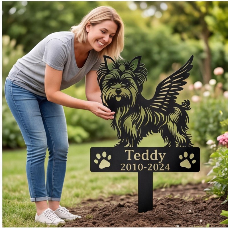 Yorkie Memorial Stake Personalized Metal Garden Pet Loss Sympathy Gift gallery