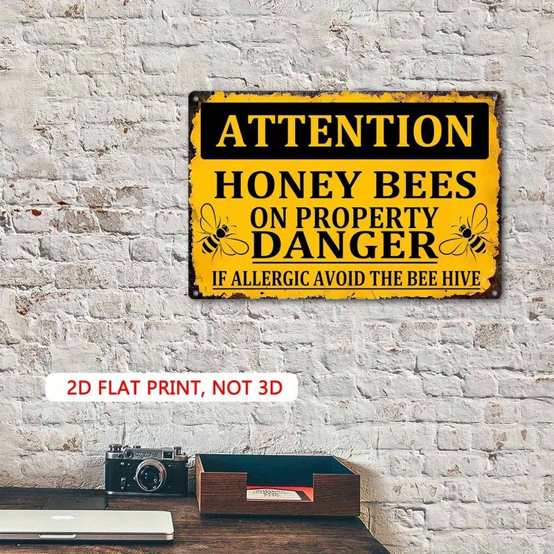 Honey Bees On Property Metal Sign Bee Hive Warning Outdoor Yard Decoration Gift gallery