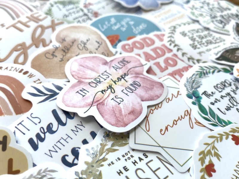 5-50 pcs Bible Verse Stickers, Jesus Christian Phrase Boho Phone Laptop Decals gallery