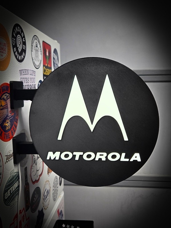 Motorola Round LED Light Box USB Garage Sign RGB Service Station Decor gallery
