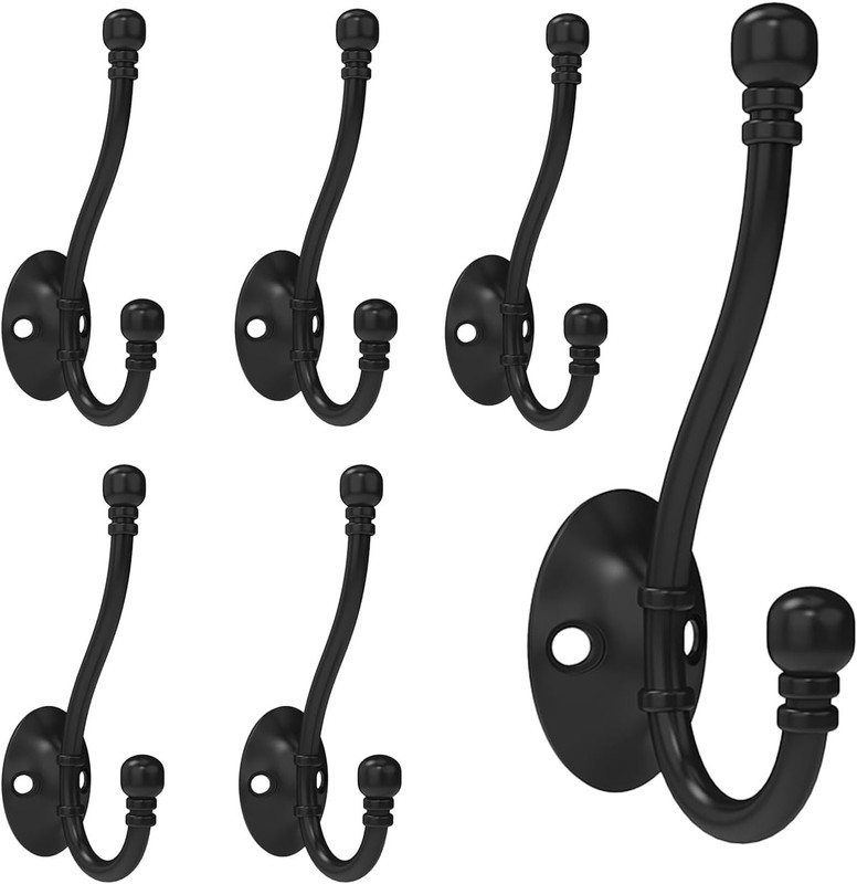 6 Pack Heavy Duty Wall Hooks for Hanging, Metal Coat Hooks Wall Mount, Easy to