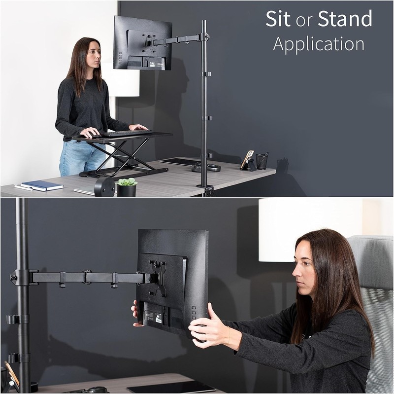 Extra Tall Single Monitor Desk Mount, 39 inch Pole VESA Stand for 13 to 32 inch gallery
