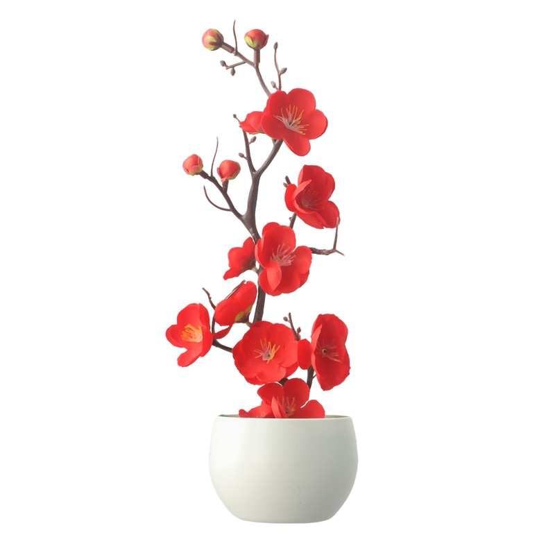 Plant Artificial Potted Flower Plastic Plum Table Blossom False Garden gallery
