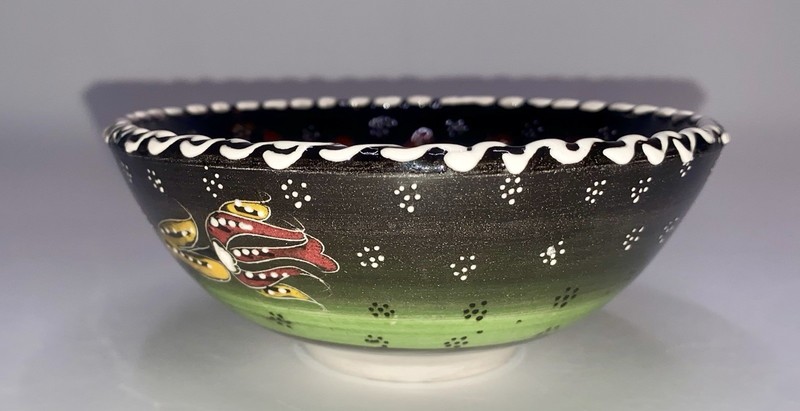 VTG Handmade Hand-Painted Enamel Turkish Meze Ceramic Bowl Trinket Dish W/ Label gallery
