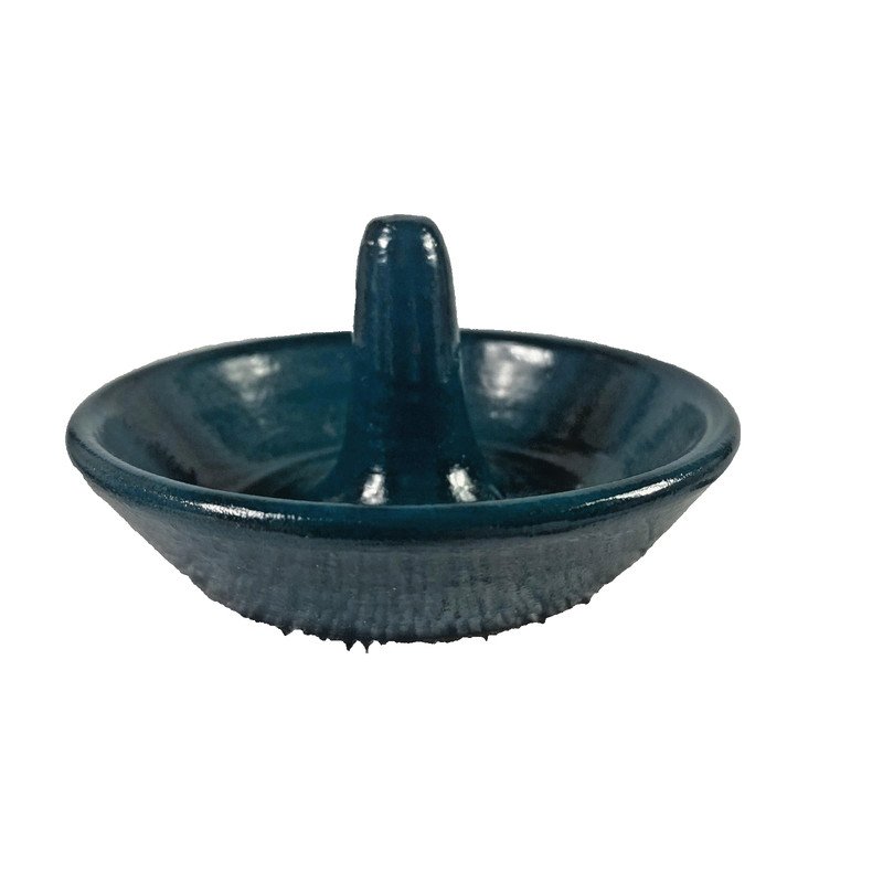 Handmade Pottery Ring Holder Dish Teal Ceramic Jewelry Tray Signed RP Dh