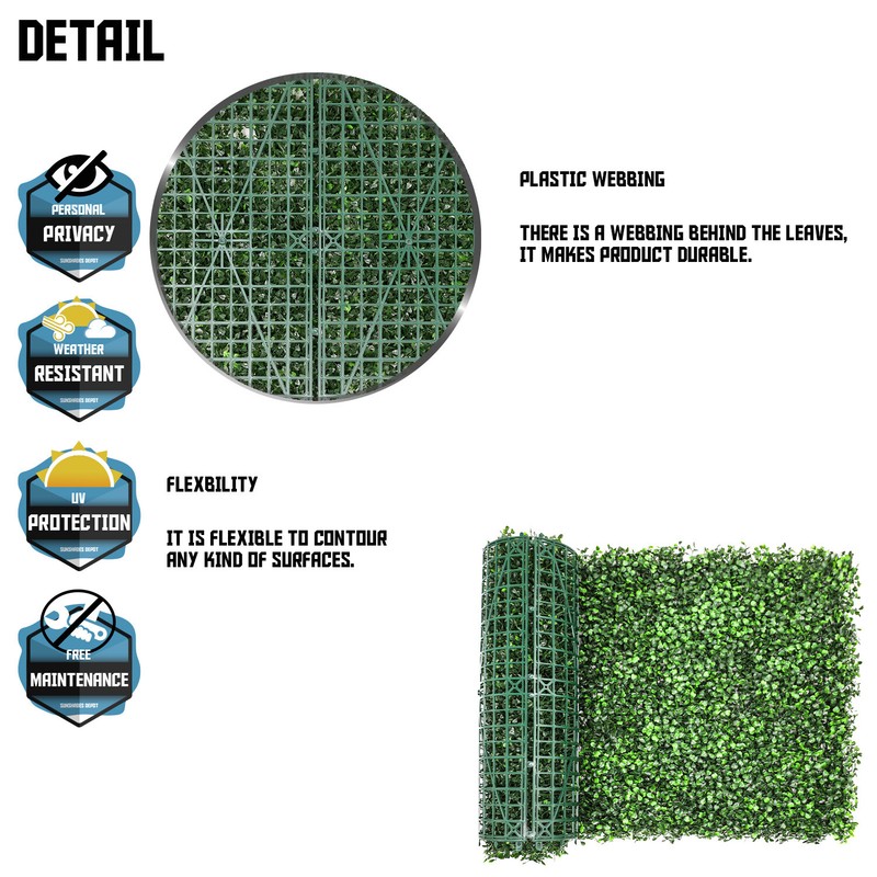 20"x20" Artificial Faux Leaf Greenery Boxwood Fence Screen Wall Decor Panel gallery