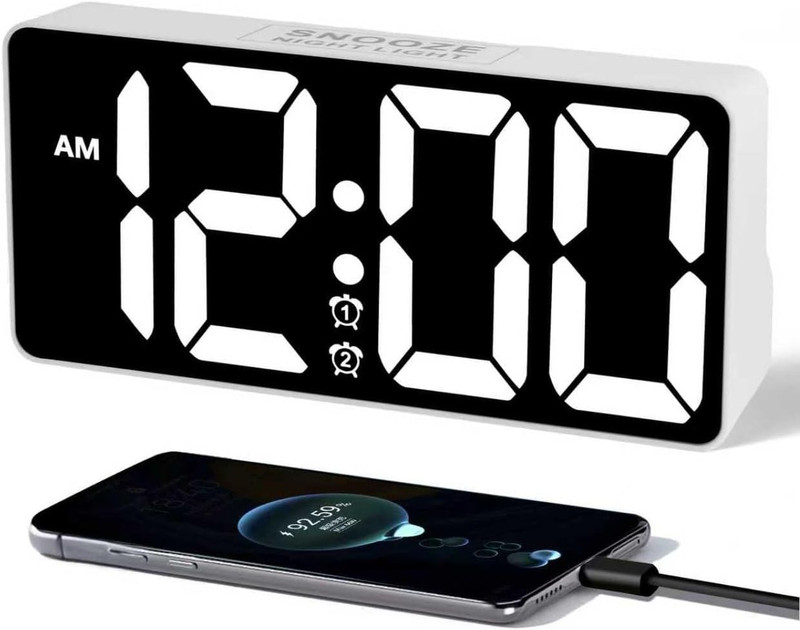 PPLEE Alarm Clock for Bedroom with Night Light & Bold Digits-7 in Digital Clock