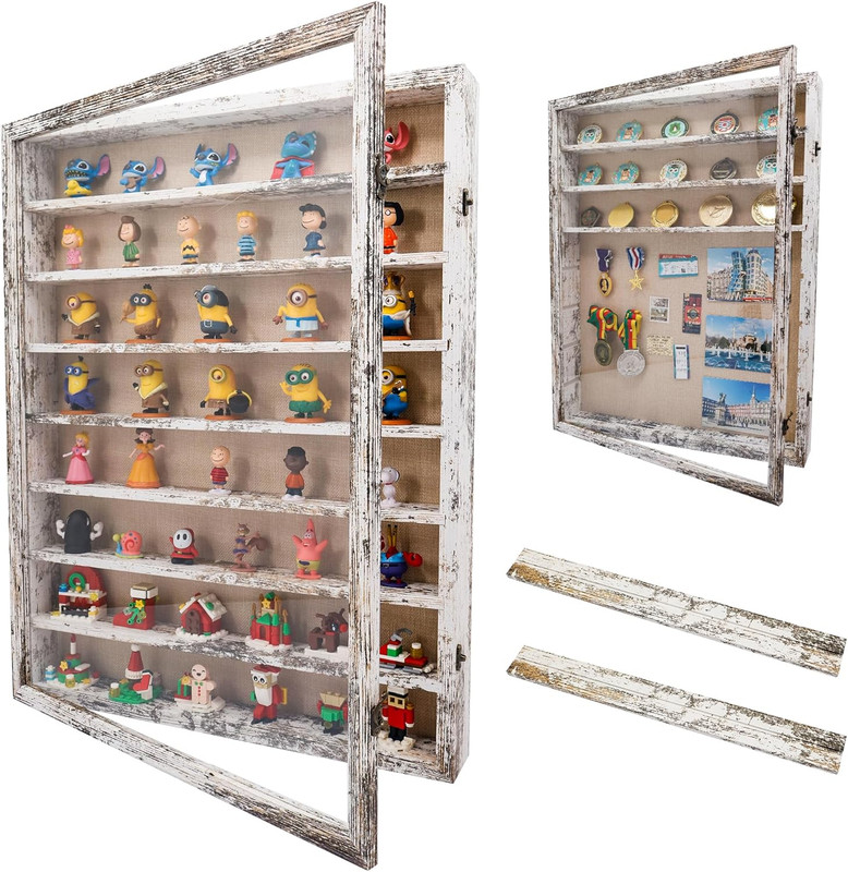 Large 18x24 White Shadow Box Frame with Removable Shelves for Displaying Collect
