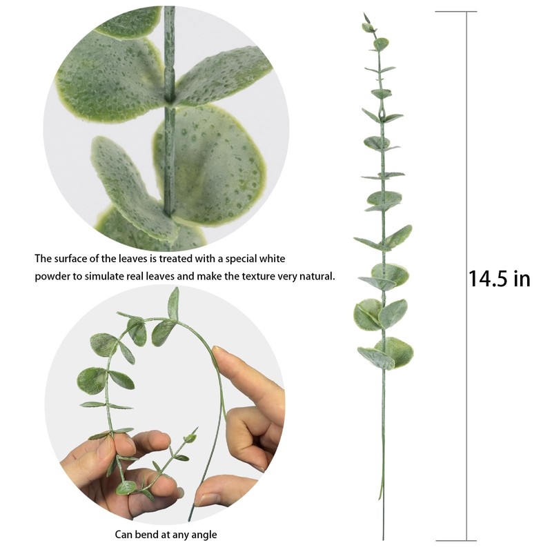 38pcs Eucalyptus Stems Artificial Eucalyptus Leaves Fake Greenery Branches Fa... gallery