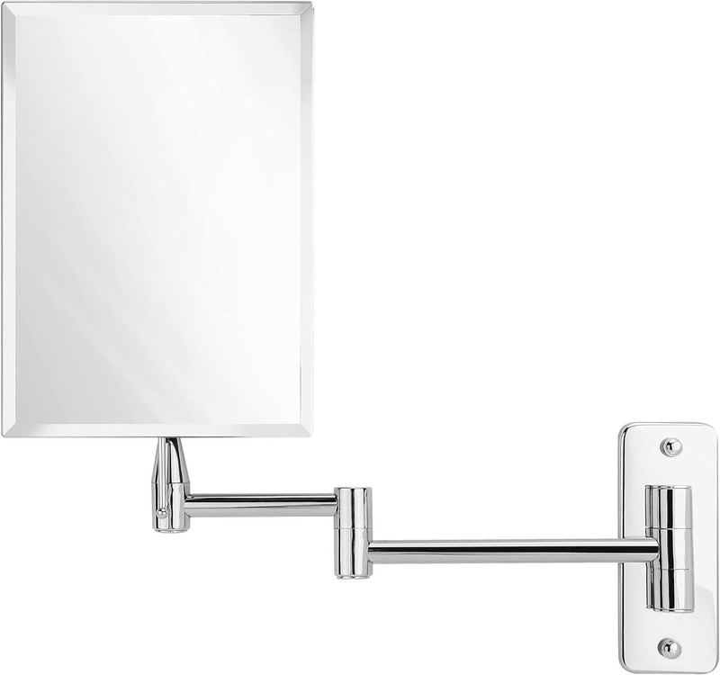 Frameless wall-mounted mirror for bathroom with extended swivel function