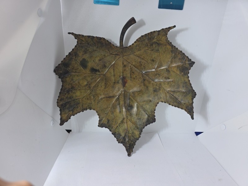 Vintage Leaf Metal Large Metal Platter Decorative 13″.D