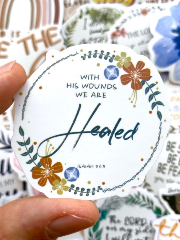 5-50 pcs Bible Verse Stickers, Jesus Christian Phrase Boho Phone Laptop Decals gallery