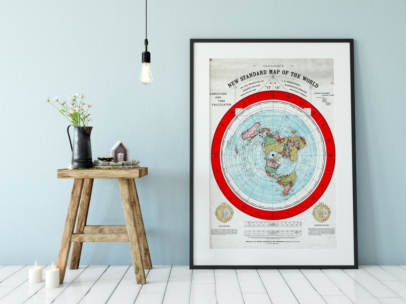 1892 Flat Earth Map - Alexander Gleason's New Standard Map the World Globe Model gallery