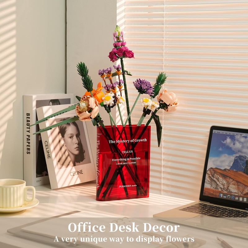 Red Book-Shaped Vase for Flowers - Aesthetic Room Decor for Modern Home/Offic... gallery